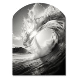 Black And White Wave Photo I - Asymmetric Metal Wall Art