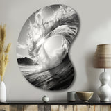 Black And White Wave Photo I - Asymmetric Metal Wall Art