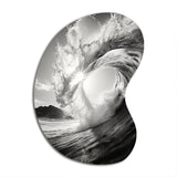 Black And White Wave Photo I - Asymmetric Metal Wall Art