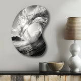 Black And White Wave Photo I - Asymmetric Metal Wall Art