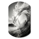 Black And White Wave Photo I - Asymmetric Metal Wall Art