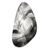 Black And White Wave Photo I - Asymmetric Metal Wall Art