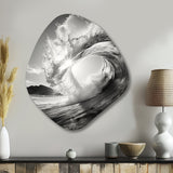 Black And White Wave Photo I - Asymmetric Metal Wall Art