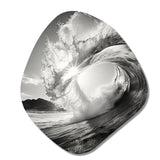 Black And White Wave Photo I - Asymmetric Metal Wall Art