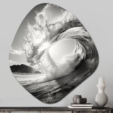 Black And White Wave Photo I - Asymmetric Metal Wall Art