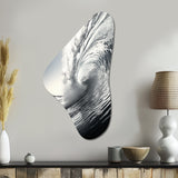 Black And White Wave Photo II - Asymmetric Metal Wall Art