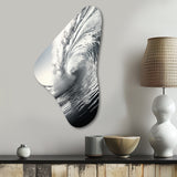 Black And White Wave Photo II - Asymmetric Metal Wall Art