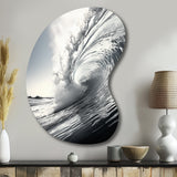 Black And White Wave Photo II - Asymmetric Metal Wall Art