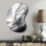 Black And White Wave Photo II - Asymmetric Metal Wall Art