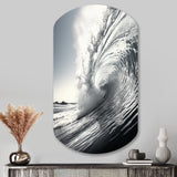 Black And White Wave Photo II - Asymmetric Metal Wall Art