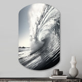 Black And White Wave Photo II - Asymmetric Metal Wall Art