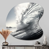 Black And White Wave Photo II - Asymmetric Metal Wall Art