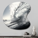 Black And White Wave Photo II - Asymmetric Metal Wall Art