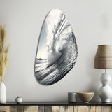 Black And White Wave Photo II - Asymmetric Metal Wall Art