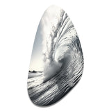 Black And White Wave Photo II - Asymmetric Metal Wall Art