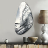 Black And White Wave Photo II - Asymmetric Metal Wall Art