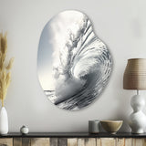 Black And White Wave Photo II - Asymmetric Metal Wall Art