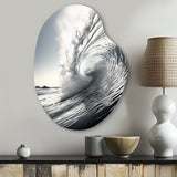 Black And White Wave Photo II - Asymmetric Metal Wall Art