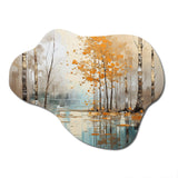 Birch Woods Golden Reflections I - Asymmetric Metal Wall Art