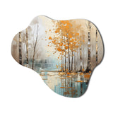 Birch Woods Golden Reflections I - Asymmetric Metal Wall Art