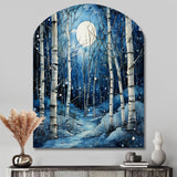 Birch Woods Mystic Moonlight I - Asymmetric Metal Wall Art