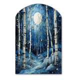 Birch Woods Mystic Moonlight I - Asymmetric Metal Wall Art