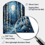 Birch Woods Mystic Moonlight I - Asymmetric Metal Wall Art