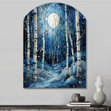 Birch Woods Mystic Moonlight I - Asymmetric Metal Wall Art