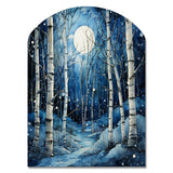 Birch Woods Mystic Moonlight I - Asymmetric Metal Wall Art