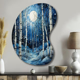 Birch Woods Mystic Moonlight I - Asymmetric Metal Wall Art