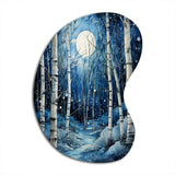 Birch Woods Mystic Moonlight I - Asymmetric Metal Wall Art