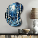 Birch Woods Mystic Moonlight I - Asymmetric Metal Wall Art