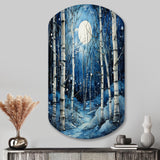 Birch Woods Mystic Moonlight I - Asymmetric Metal Wall Art