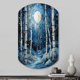 Birch Woods Mystic Moonlight I - Asymmetric Metal Wall Art