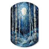 Birch Woods Mystic Moonlight I - Asymmetric Metal Wall Art