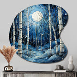 Birch Woods Mystic Moonlight I - Asymmetric Metal Wall Art