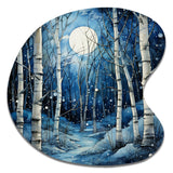 Birch Woods Mystic Moonlight I - Asymmetric Metal Wall Art