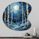 Birch Woods Mystic Moonlight I - Asymmetric Metal Wall Art