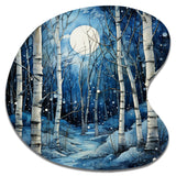 Birch Woods Mystic Moonlight I - Asymmetric Metal Wall Art