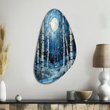 Birch Woods Mystic Moonlight I - Asymmetric Metal Wall Art