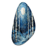 Birch Woods Mystic Moonlight I - Asymmetric Metal Wall Art