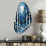 Birch Woods Mystic Moonlight I - Asymmetric Metal Wall Art