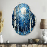 Birch Woods Mystic Moonlight I - Asymmetric Metal Wall Art