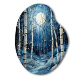 Birch Woods Mystic Moonlight I - Asymmetric Metal Wall Art