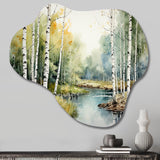 Birch Woods Silent Woods II - Asymmetric Metal Wall Art