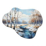 Birch Woods Winter Whispers IV - Asymmetric Metal Wall Art