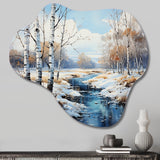 Birch Woods Winter Whispers IV - Asymmetric Metal Wall Art