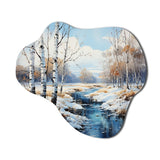 Birch Woods Winter Whispers IV - Asymmetric Metal Wall Art