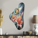 Tropical Flowers with Beautiful Bird - Asymmetric Metal Wall Art