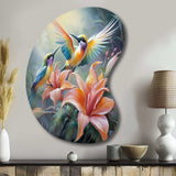 Tropical Flowers with Beautiful Bird - Asymmetric Metal Wall Art